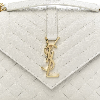 Saint Laurent Grain De Poudre Textured Mixed Matelasse Medium Triquilt Monogram Satchel Crema Soft 10 of 10