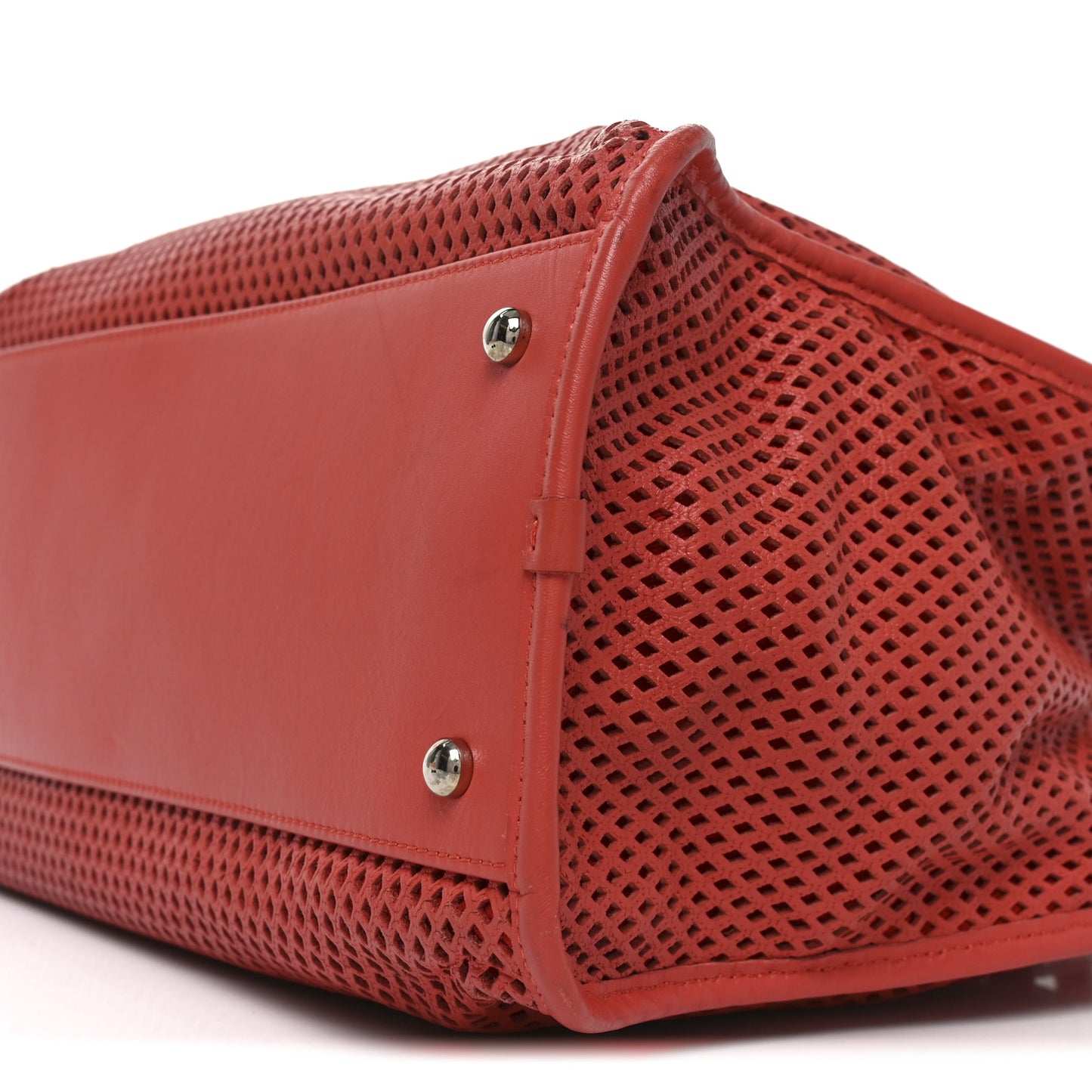 Calfskin Perforated Up In The Air Tote Red