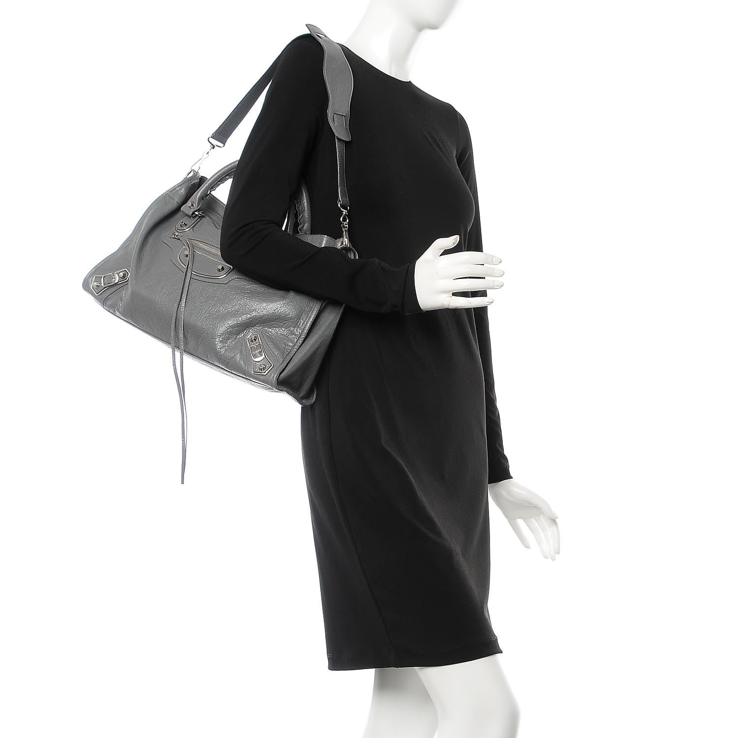 Balenciaga Chevre Silver Metallic Edge Hardware City Gris Cendre 2 of 8