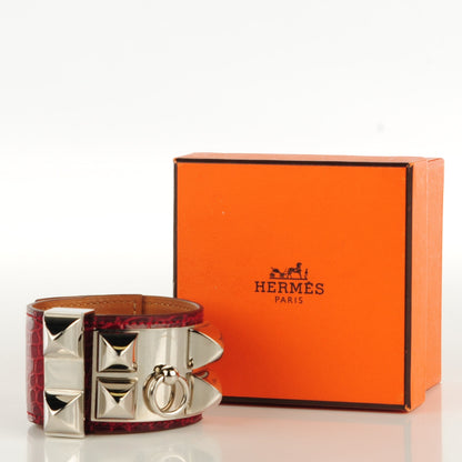 Hermes Shiny Alligator Collier De Chien CDC S Bracelet Braise 2 of 10