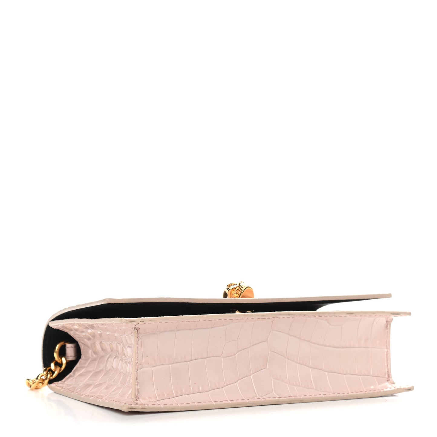 Calfskin Crocodile Embossed Skull Mini Crossbody Bag Light Pink