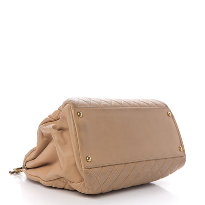 Chanel Lambskin Quilted Large Just Mademoiselle Bowling Bag Beige 3 of 13