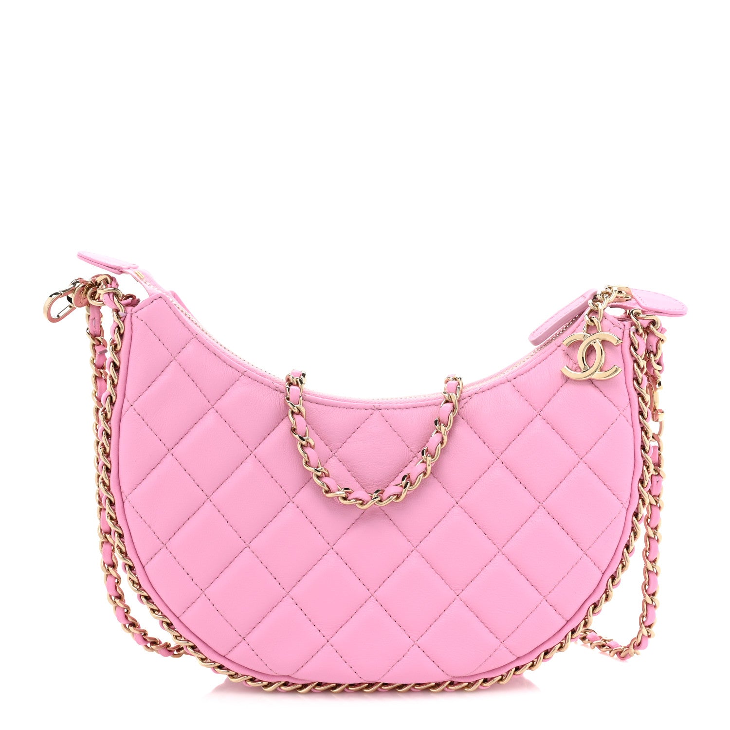 Chanel Lambskin Quilted Chain Around Hobo Pink 1 of 11