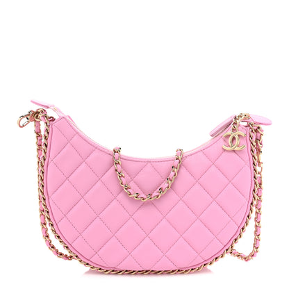 Chanel Lambskin Quilted Chain Around Hobo Pink 1 of 11