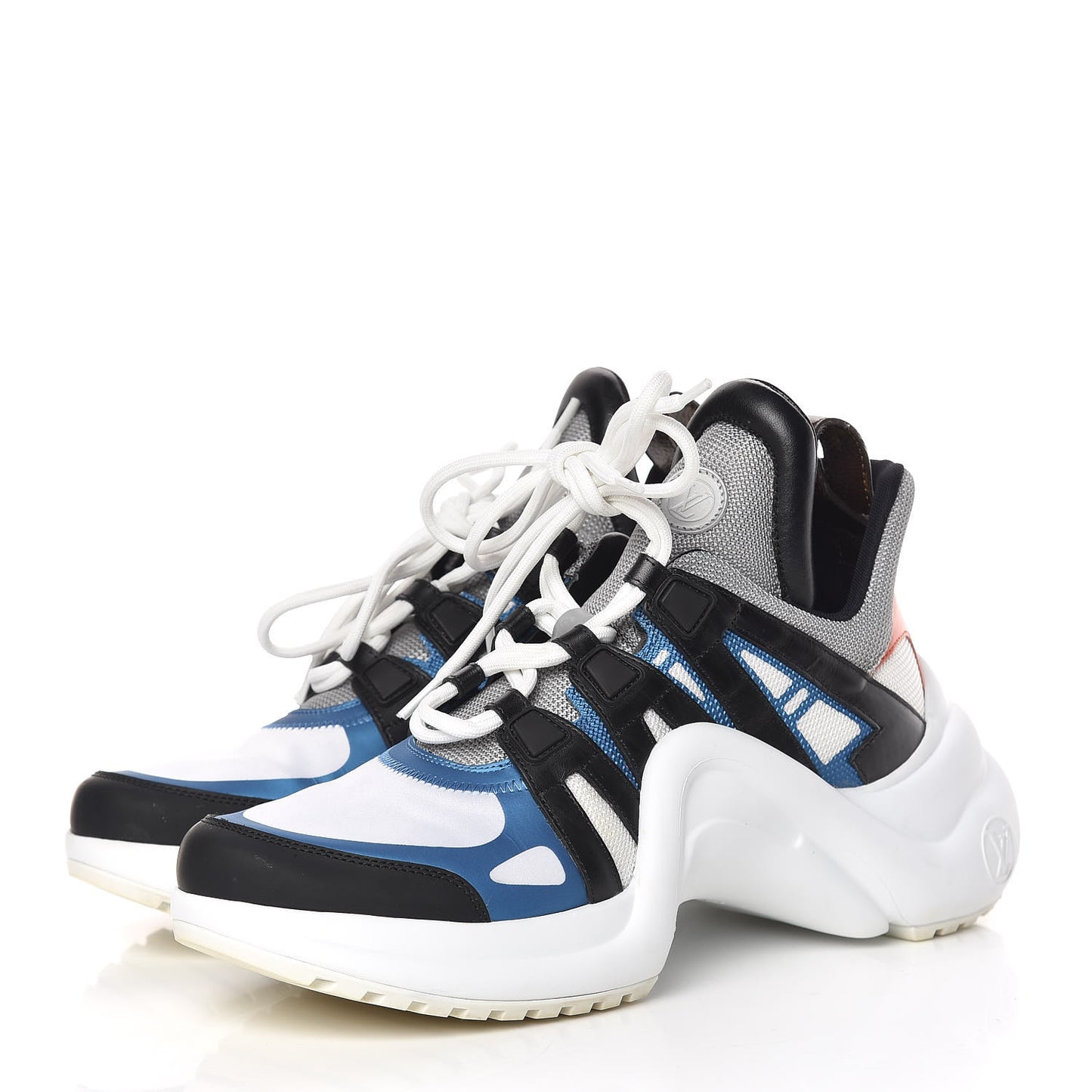 Calfskin Technical Nylon LV Archlight Sneakers 40 Blue Black Gris