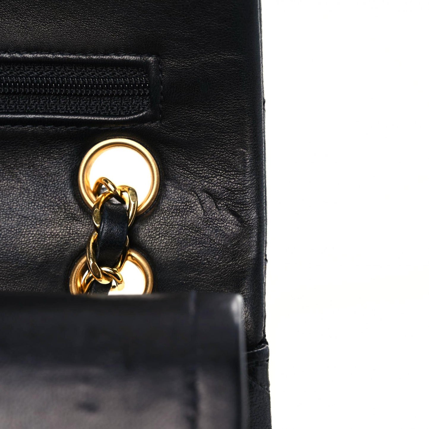 Lambskin Quilted Small Double Flap Black