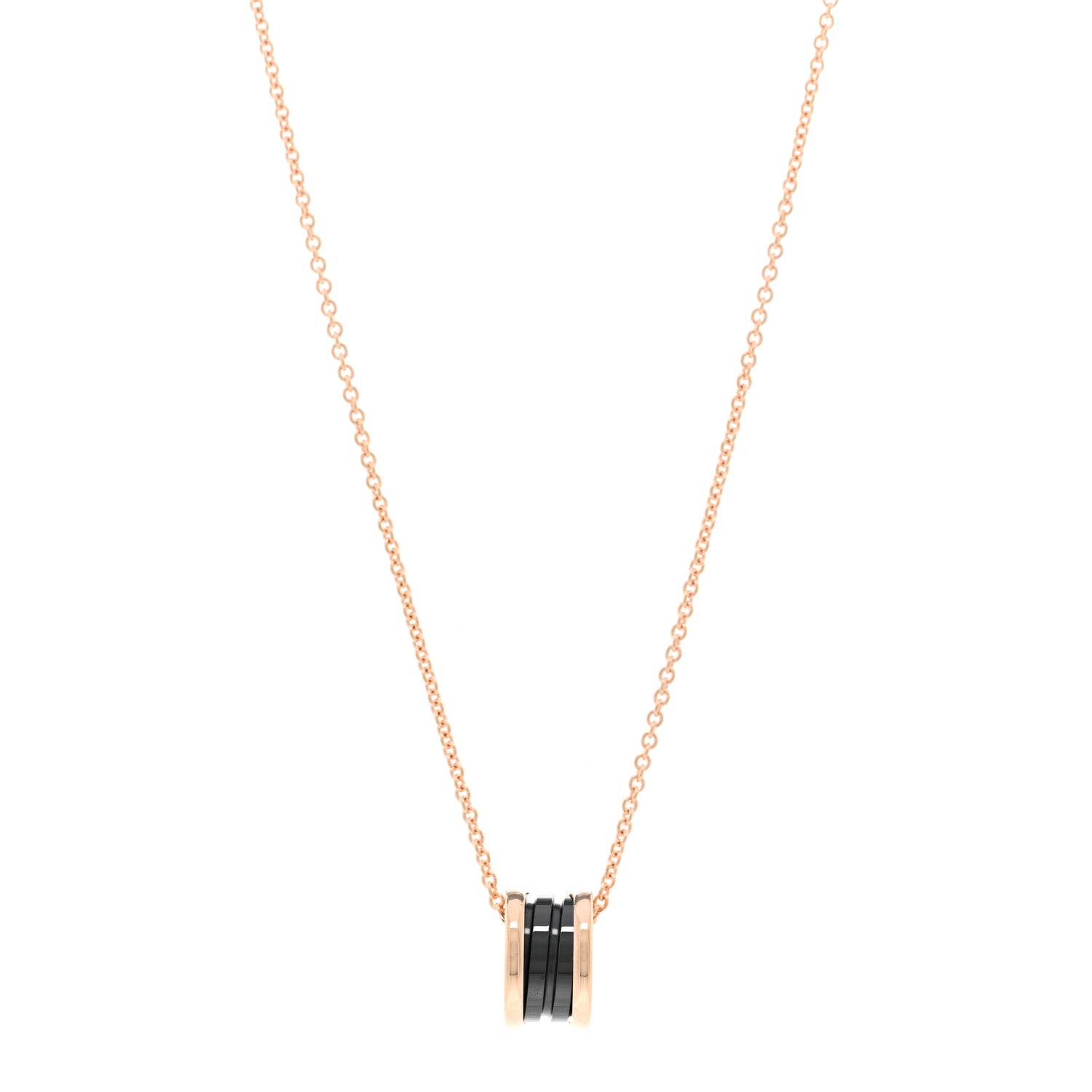 Bulgari 18K Rose Gold Black Ceramic B.Zero1 Pendant Necklace 1 of 6