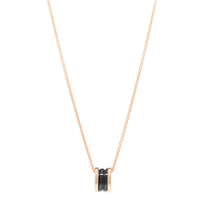 Bulgari 18K Rose Gold Black Ceramic B.Zero1 Pendant Necklace 1 of 6
