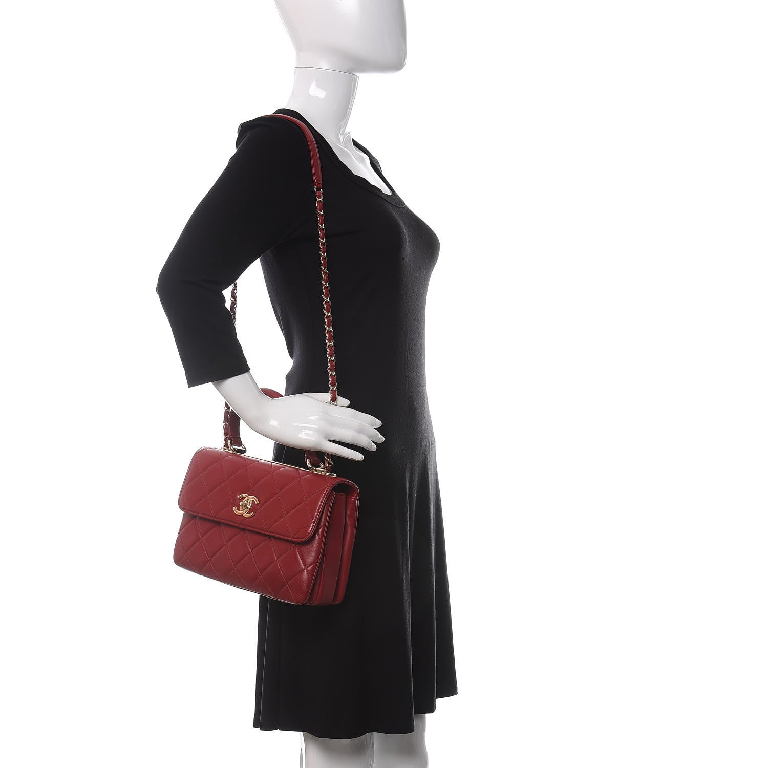 Chanel Lambskin Quilted Small Trendy CC Flap Dual Handle Bag Red 2 of 14