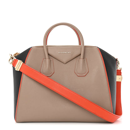 Givenchy Sugar Goatskin Medium Tri-Color Antigona Taupe Black Orange 1 of 17