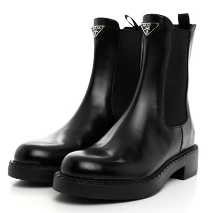 Prada Spazzolato Metal Triangle Logo 50mm Chelsea Boots 38 Black 3 of 8