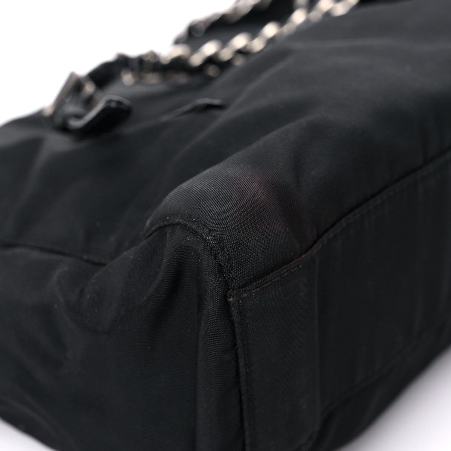 Prada Nylon Tessuto Acciaio Chain Shoulder Bag Black 8 of 23