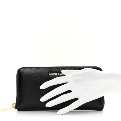 Saint Laurent Grain De Poudre Classic Letters Zip Around Wallet Black 2 of 10