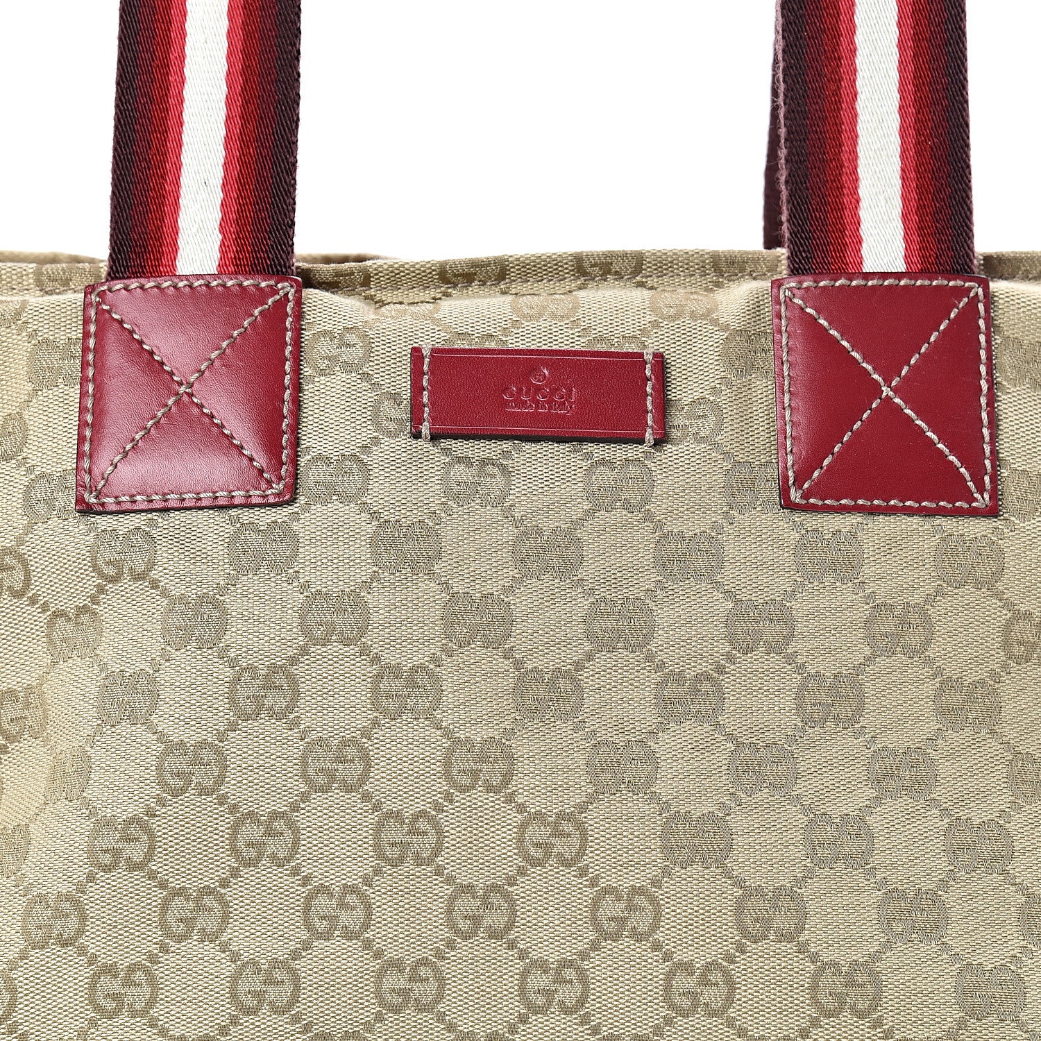 Gucci GG Monogram Large Web Handle Bucket Tote Red 8 of 14