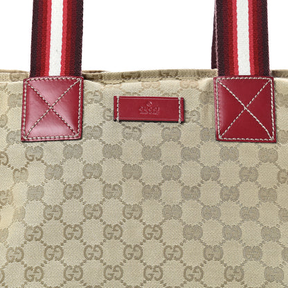 Gucci GG Monogram Large Web Handle Bucket Tote Red 8 of 14