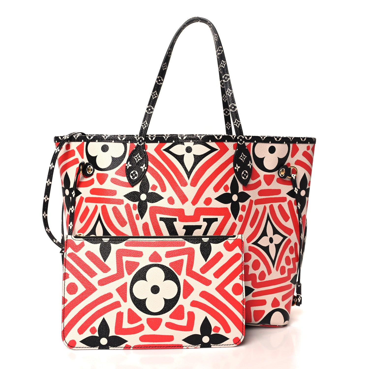Louis Vuitton Monogram Giant Crafty Neverfull MM Creme Rouge Black 3 of 10