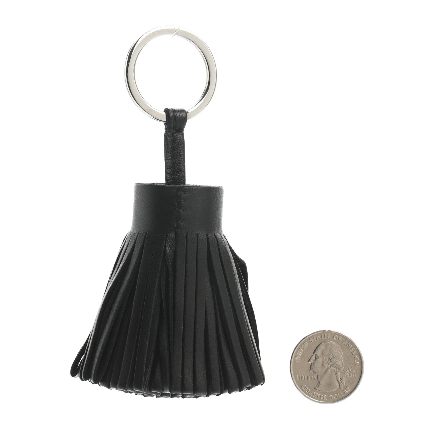 Hermes Lambskin Carmen Tassel Key Holder Black 2 of 6