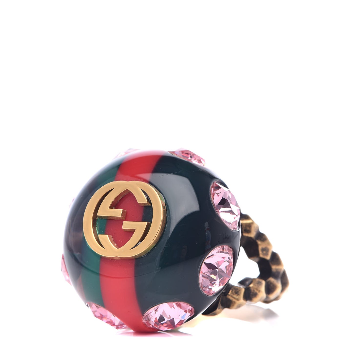 Crystal Resin Sylvie Vintage Web Ring L Green Red