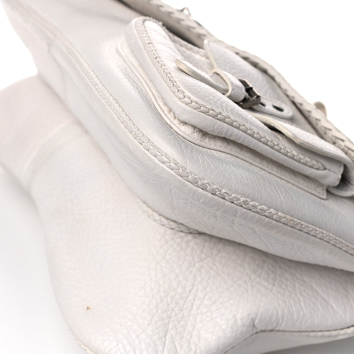 Calfskin Braided Gaucho Double Saddle Bag White