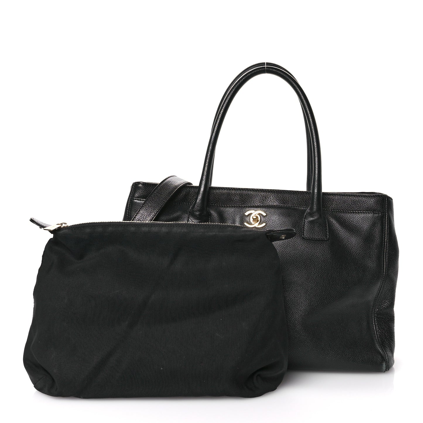 Calfskin Cerf Executive Shopper Tote Black
