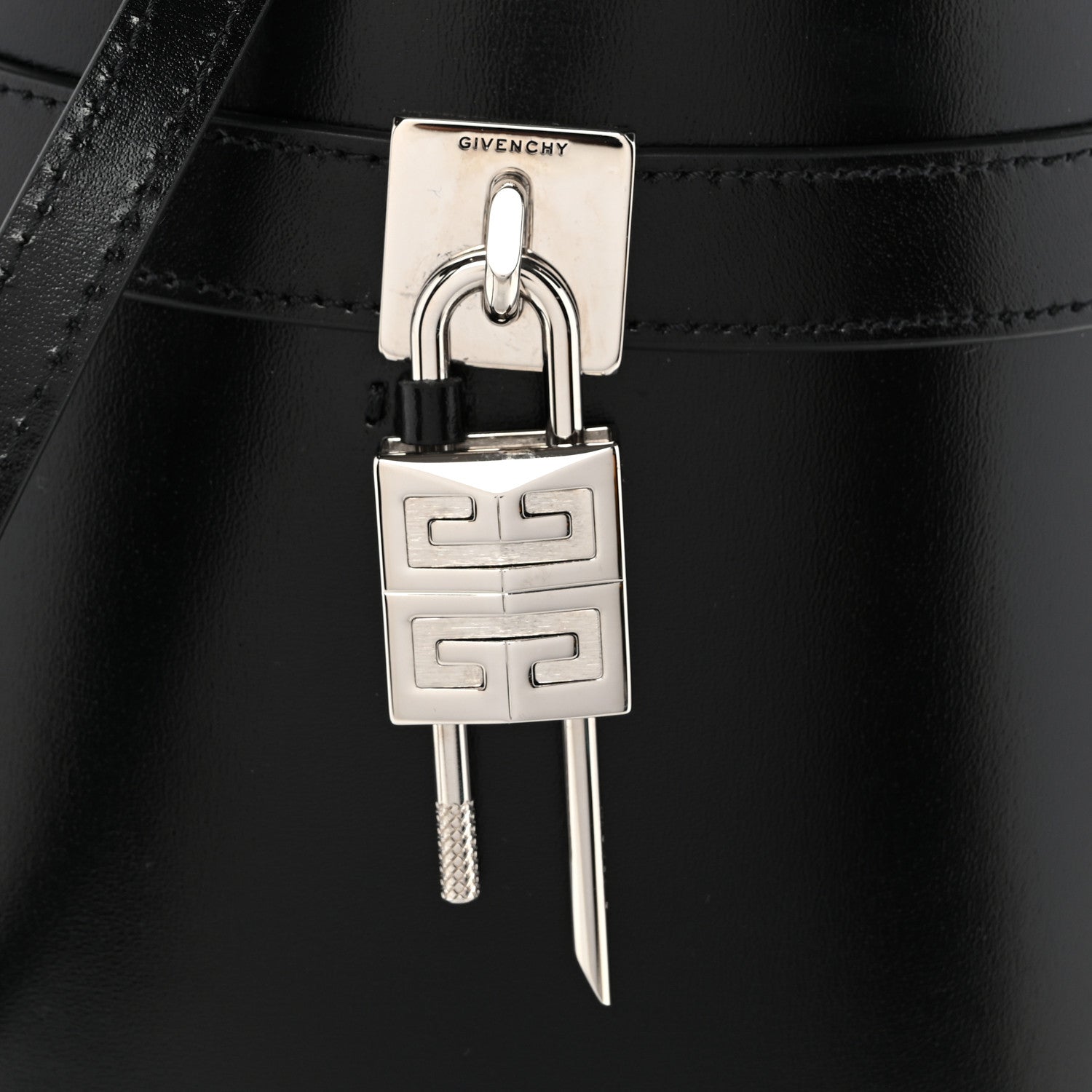 Givenchy Box Calfskin Shark Lock Bucket Bag Black 6 of 8