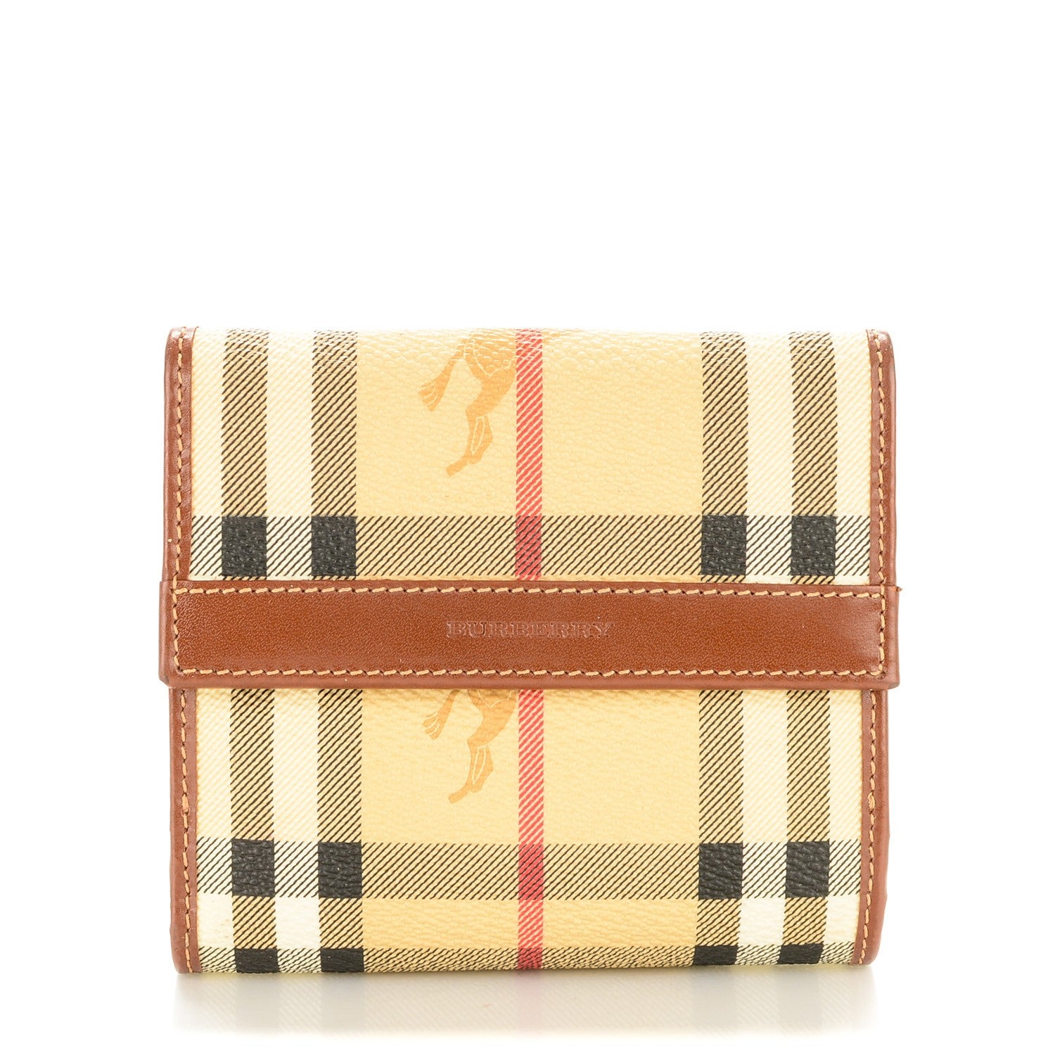 Burberry Haymarket Check Compact Wallet Tan 1 of 7