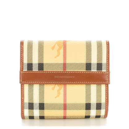 Burberry Haymarket Check Compact Wallet Tan 1 of 7