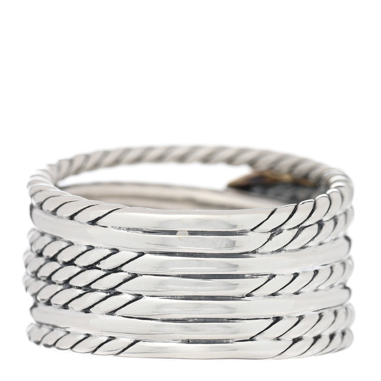 David Yurman Sterling Silver 18K Yellow Gold Double X Crossover Ring 55 7.25 3 of 4