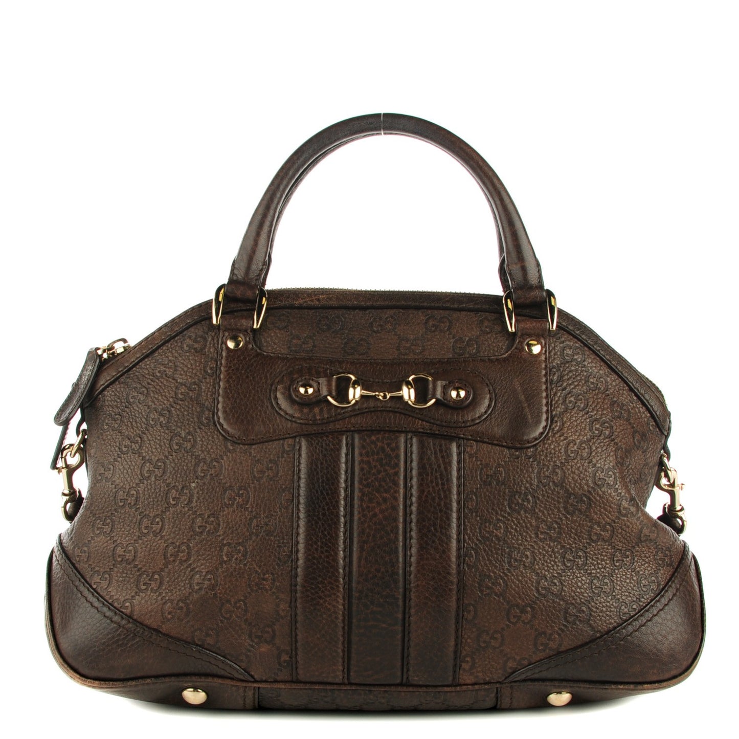 Guccissima Medium Cathrine Dome Satchel Dark Brown
