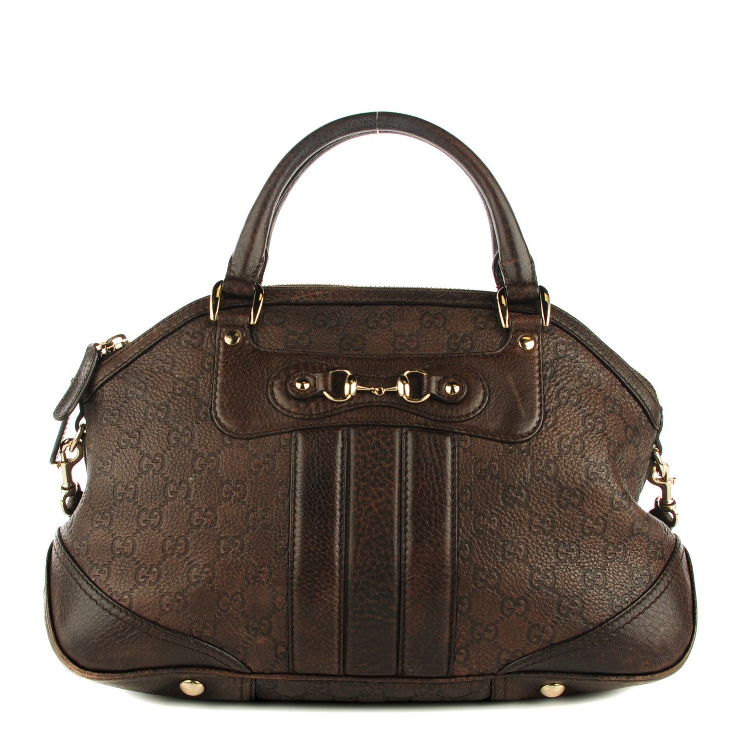 Gucci Guccissima Medium Cathrine Dome Satchel Dark Brown 1 of 7