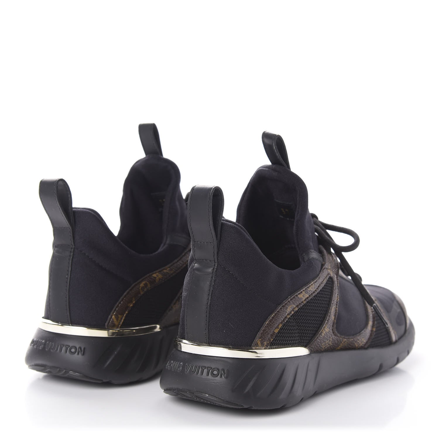 Louis Vuitton Technical Nylon Monogram Rubber Aftergame Sneakers 37 Black 4 of 10