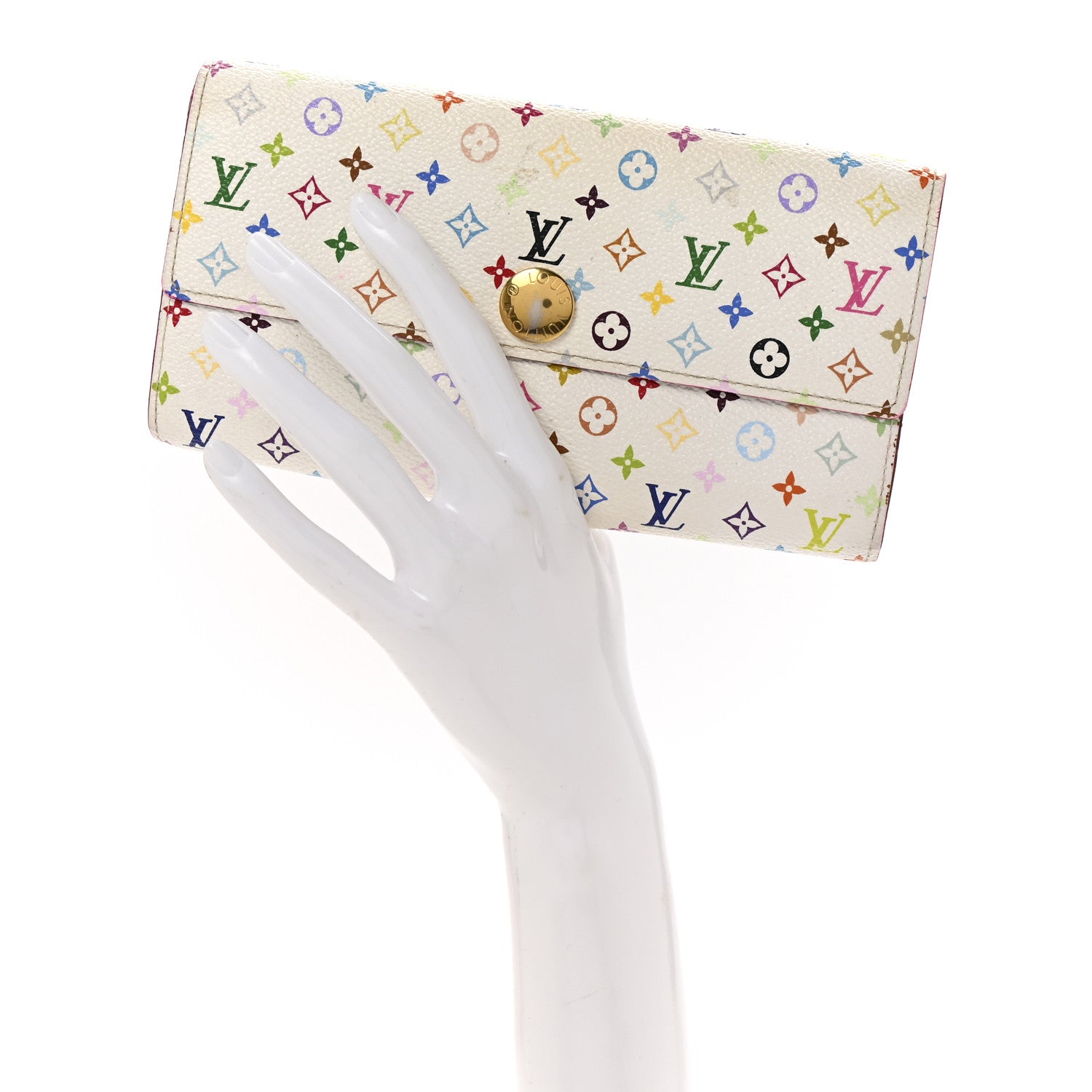 Louis Vuitton Monogram Multicolor Sarah Wallet White Litchi 2 of 14