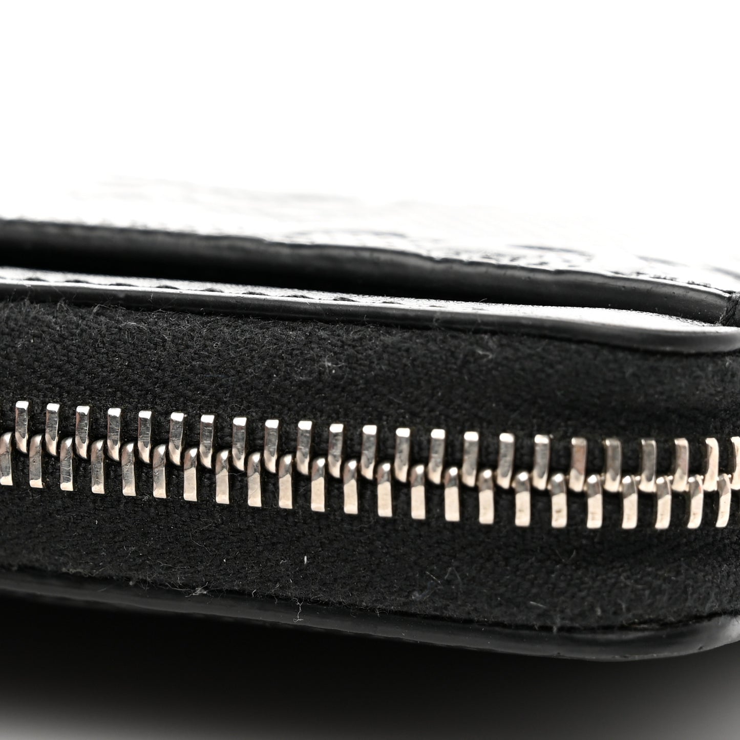 Calfskin GG Tennis Embossed Zip Around Card Case Wallet Black