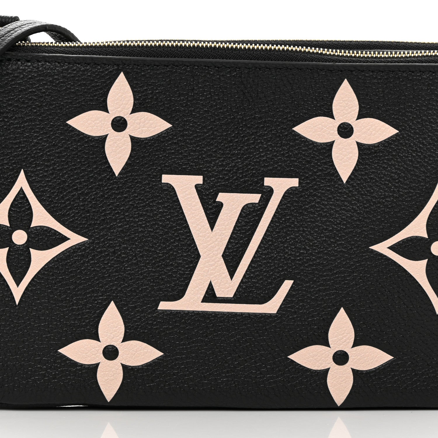 Louis Vuitton Empreinte Monogram Giant Double Zip Pochette Black Cream 8 of 11