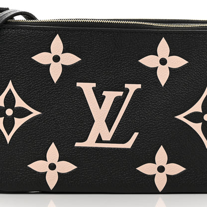 Louis Vuitton Empreinte Monogram Giant Double Zip Pochette Black Cream 8 of 11