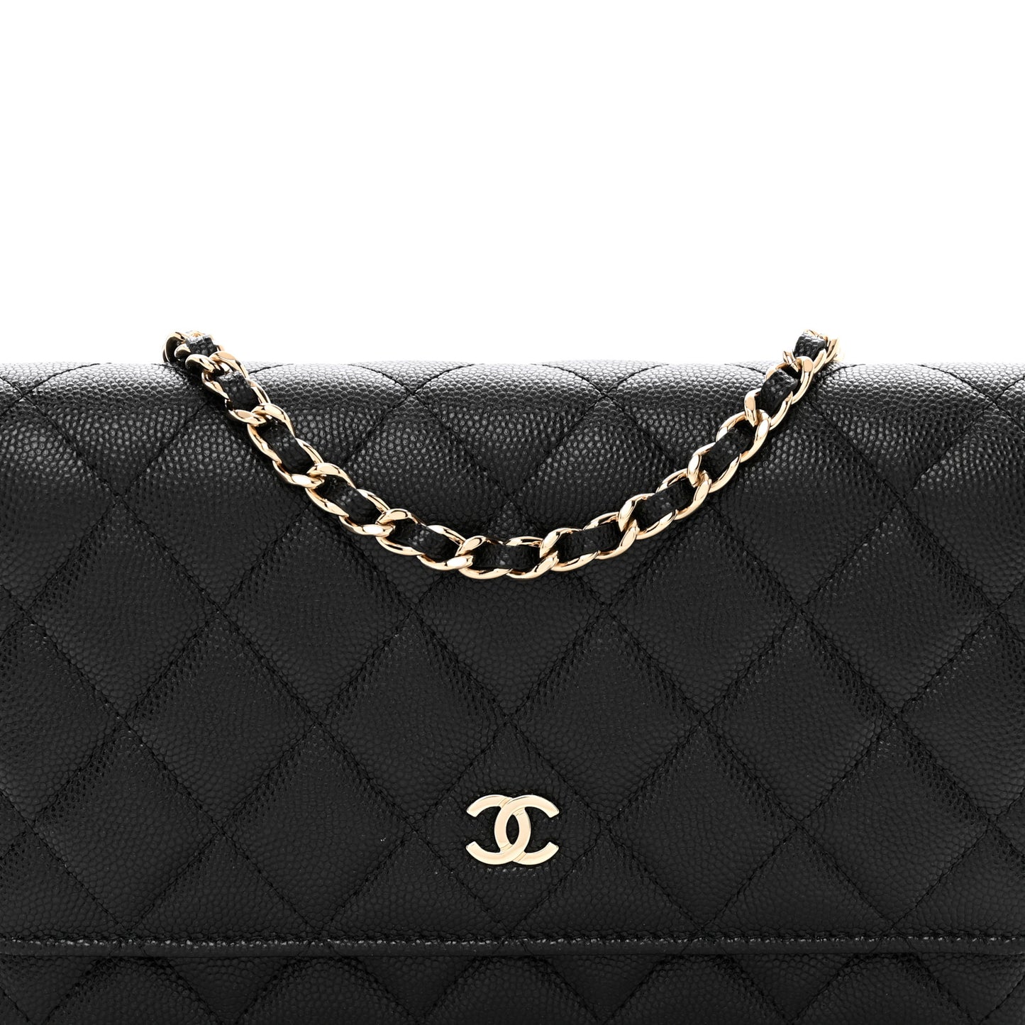 Caviar Quilted Wallet on Chain WOC Black