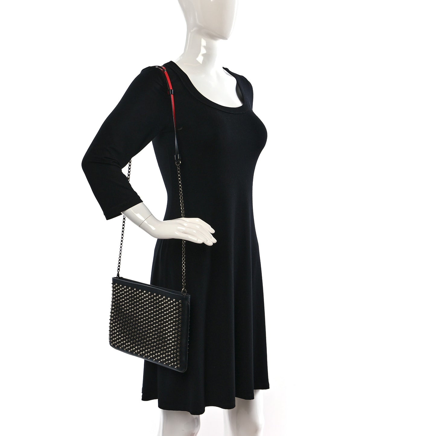 Calfskin Studded Loubiposh Clutch Black
