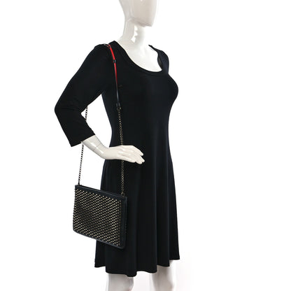 Christian Louboutin Calfskin Studded Loubiposh Clutch Black 3 of 8