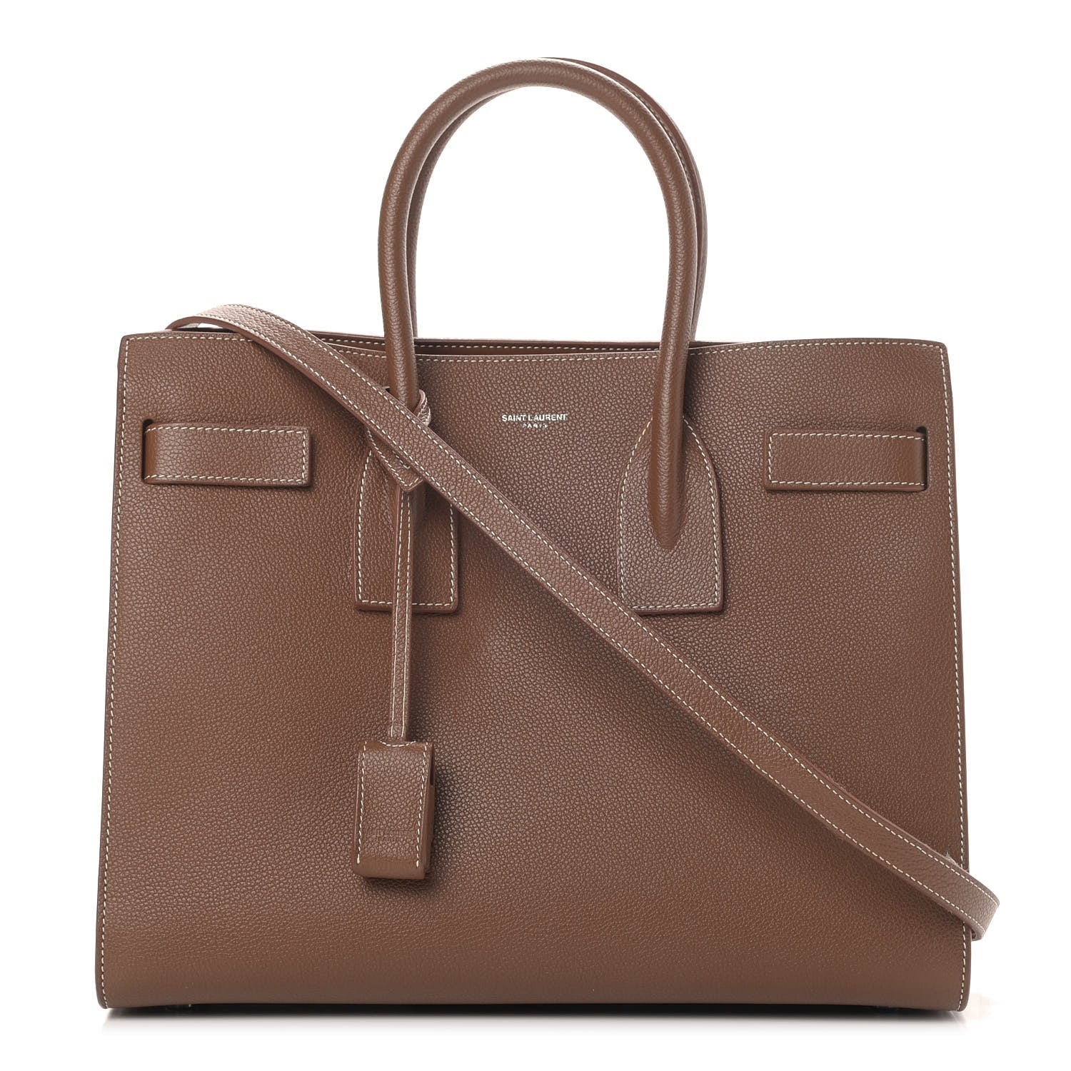 Saint Laurent Grained Calfskin Topstitch Small Classic Sac De Jour Taupe 1 of 11