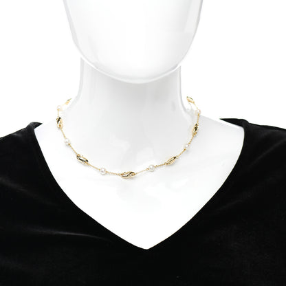 Tiffany 18K Yellow Gold Pearl Elsa Peretti Scroll Swirl Necklace 2 of 5