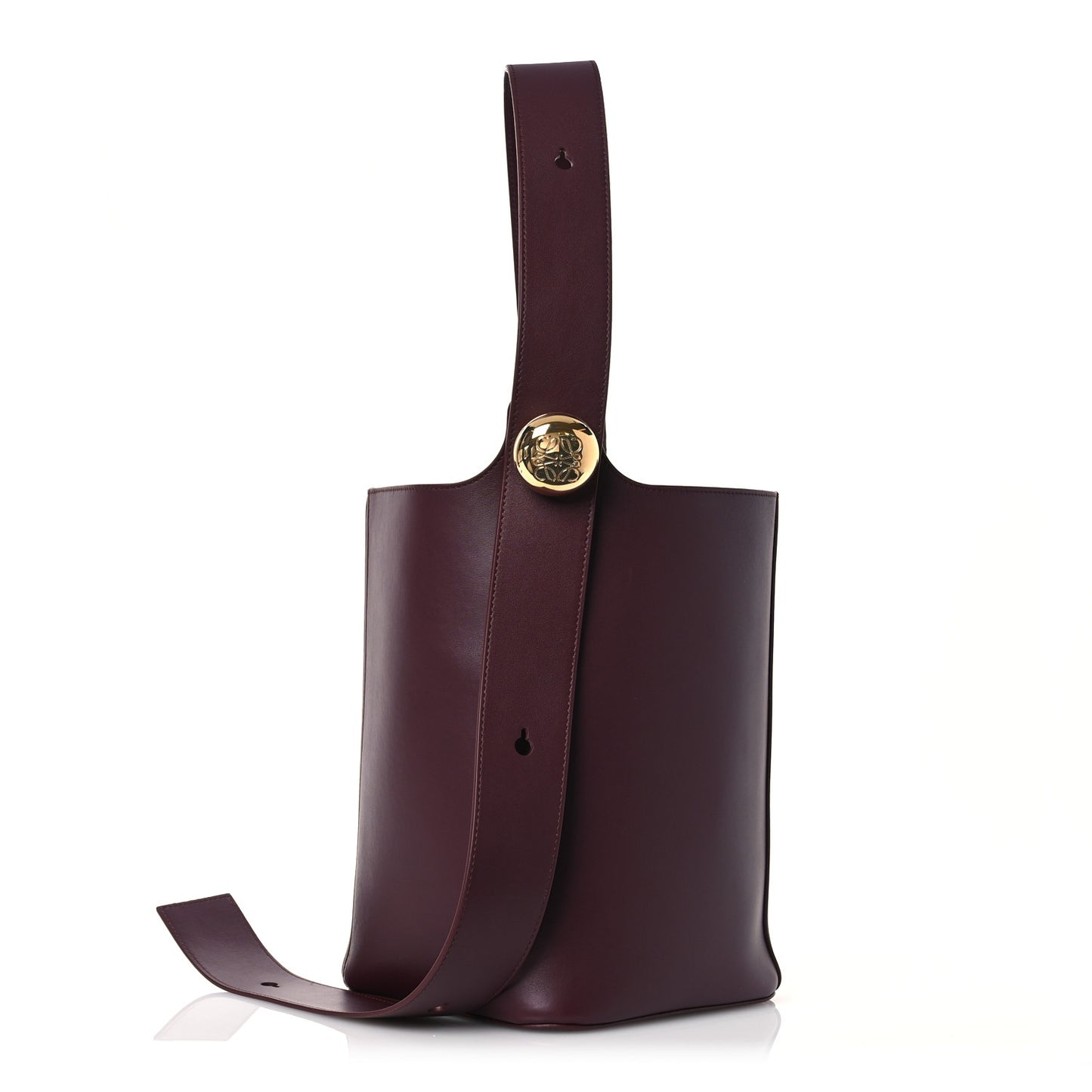 Smooth Calfskin Medium Pebble Bucket Bag Dark Burgundy