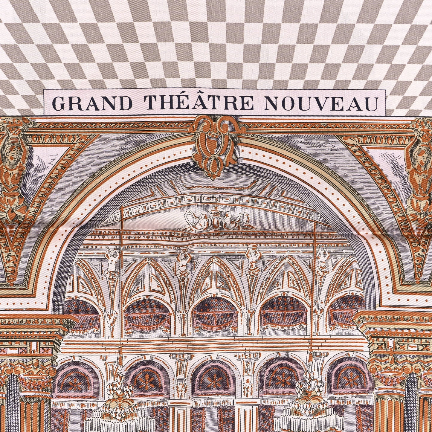 Silk Grand Theatre Nouveau Scarf 90 Rose Pale Etoupe