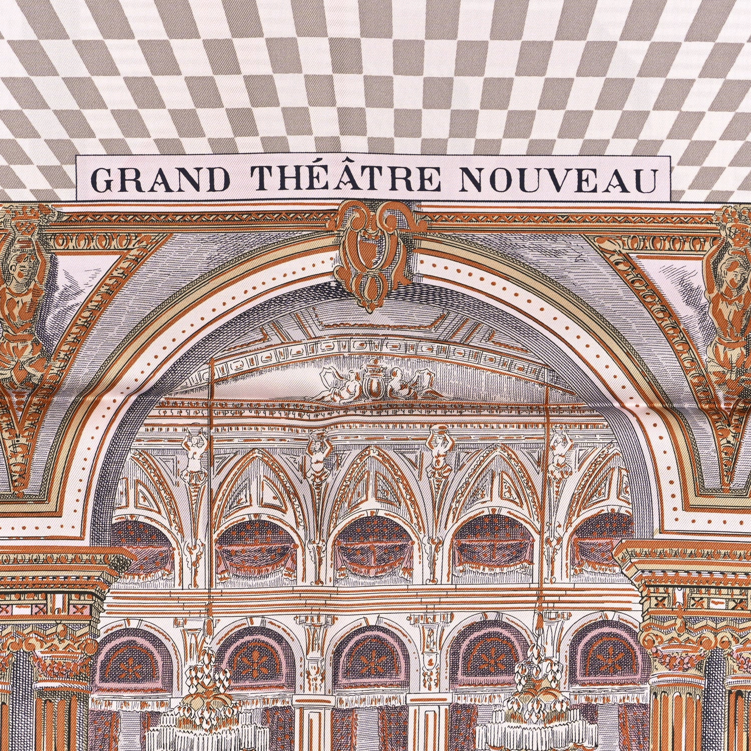 Hermes Silk Grand Theatre Nouveau Scarf 90 Rose Pale Etoupe 4 of 4