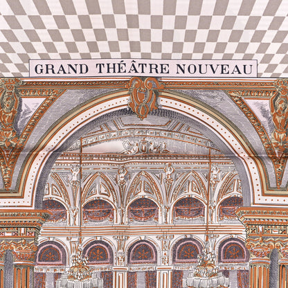 Hermes Silk Grand Theatre Nouveau Scarf 90 Rose Pale Etoupe 4 of 4