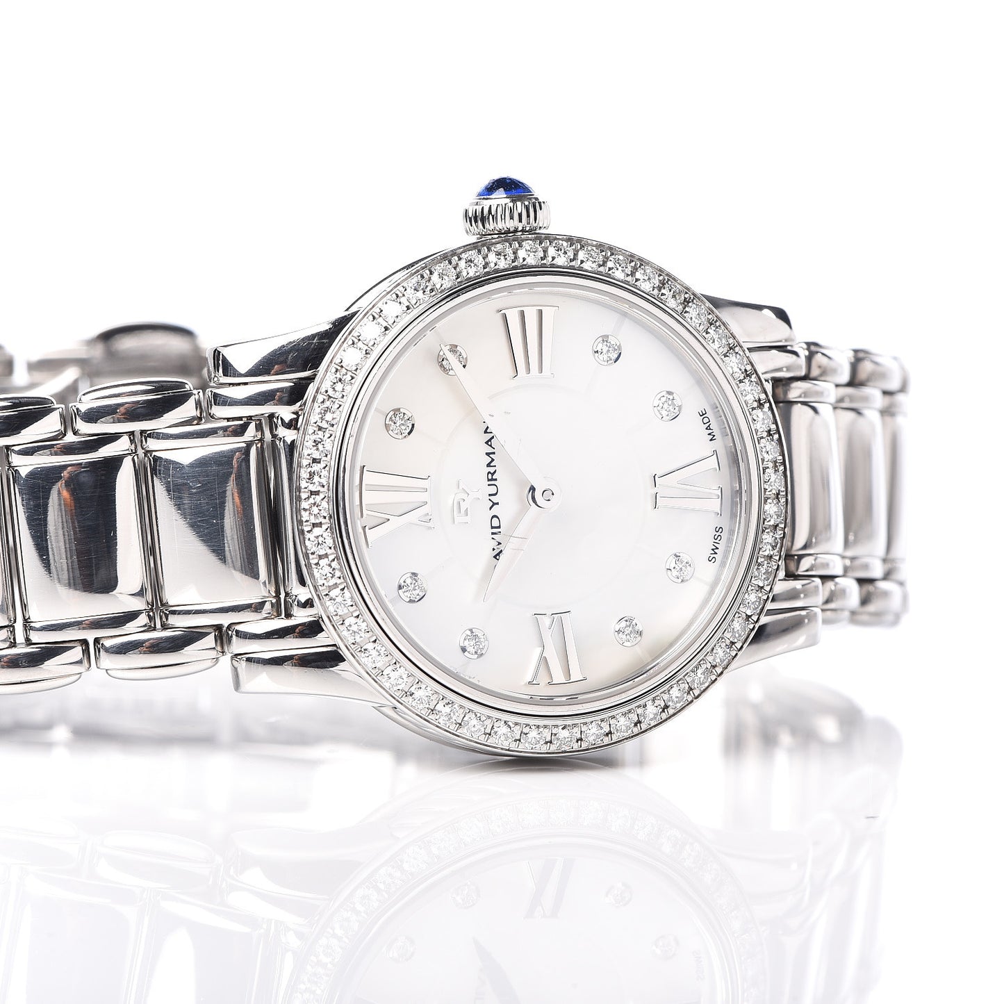 Stainless Steel Diamond Bezel Mother of Pearl 30mm Classic Quartz Watch
