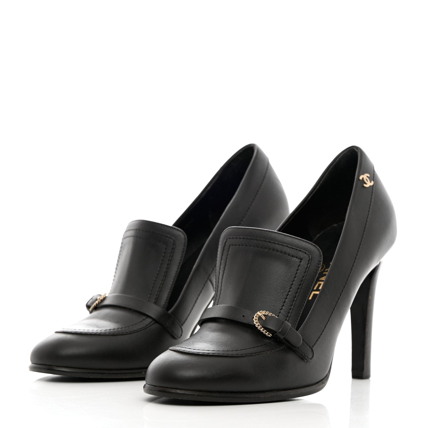 Chanel Calfskin Buckle Pumps 39.5 Brown 3 of 12