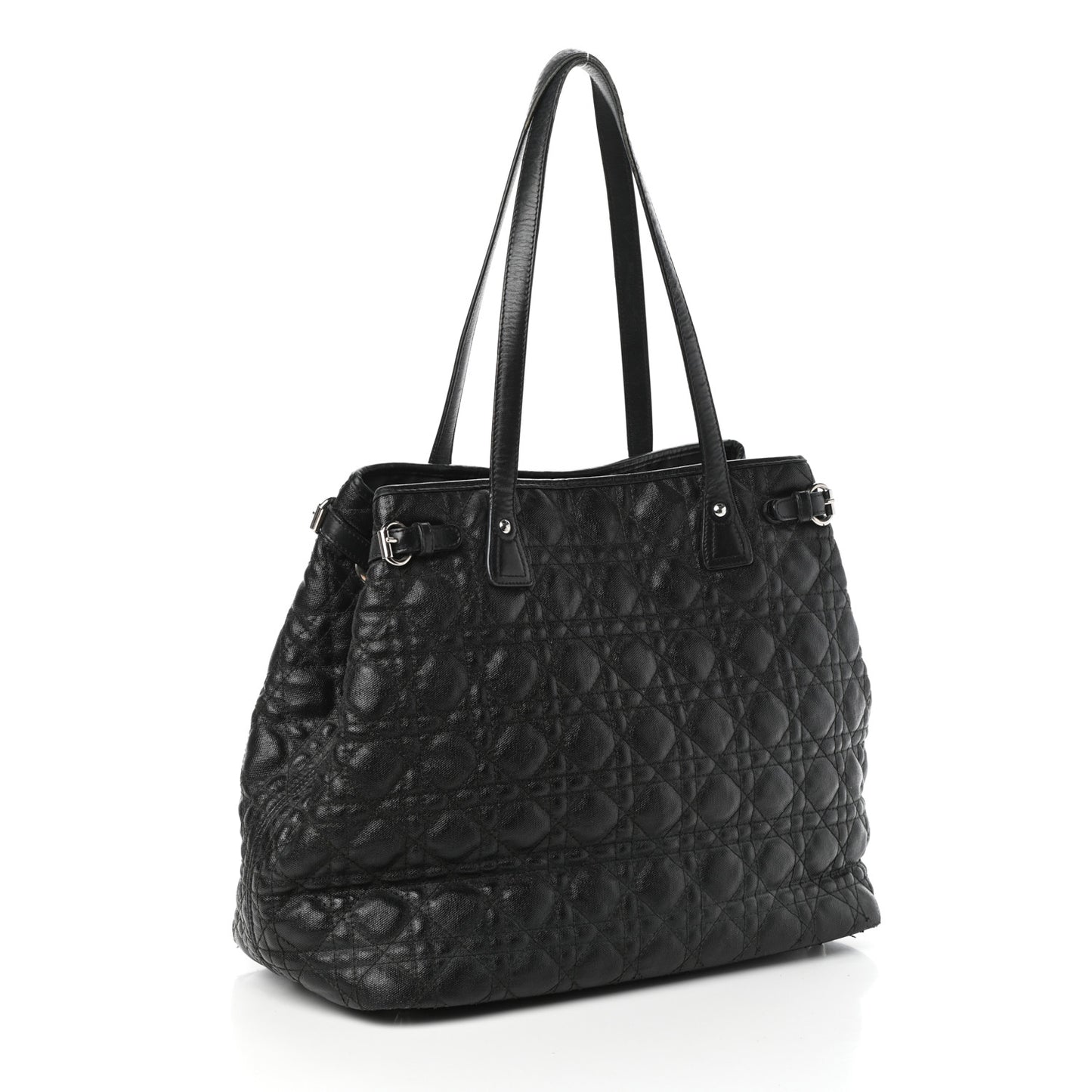 Coated Canvas Cannage Medium Panarea Tote Black