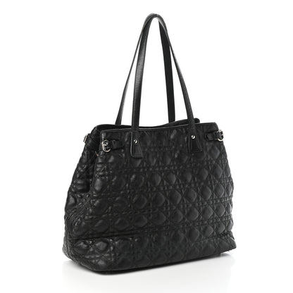 Christian Dior Coated Canvas Cannage Medium Panarea Tote Black 3 of 9