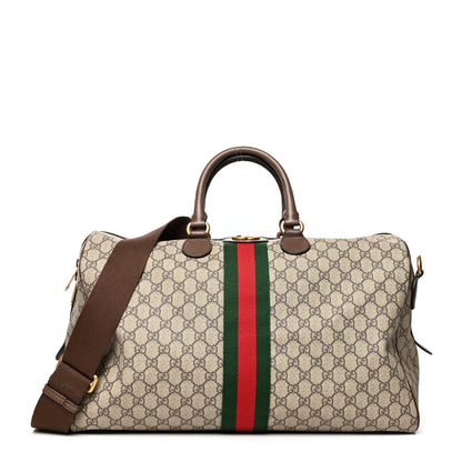 Gucci GG Supreme Monogram Textured Dollar Calfskin Web Medium Ophidia Carry-On Duffle Bag Beige Ebony New Acero 1 of 13