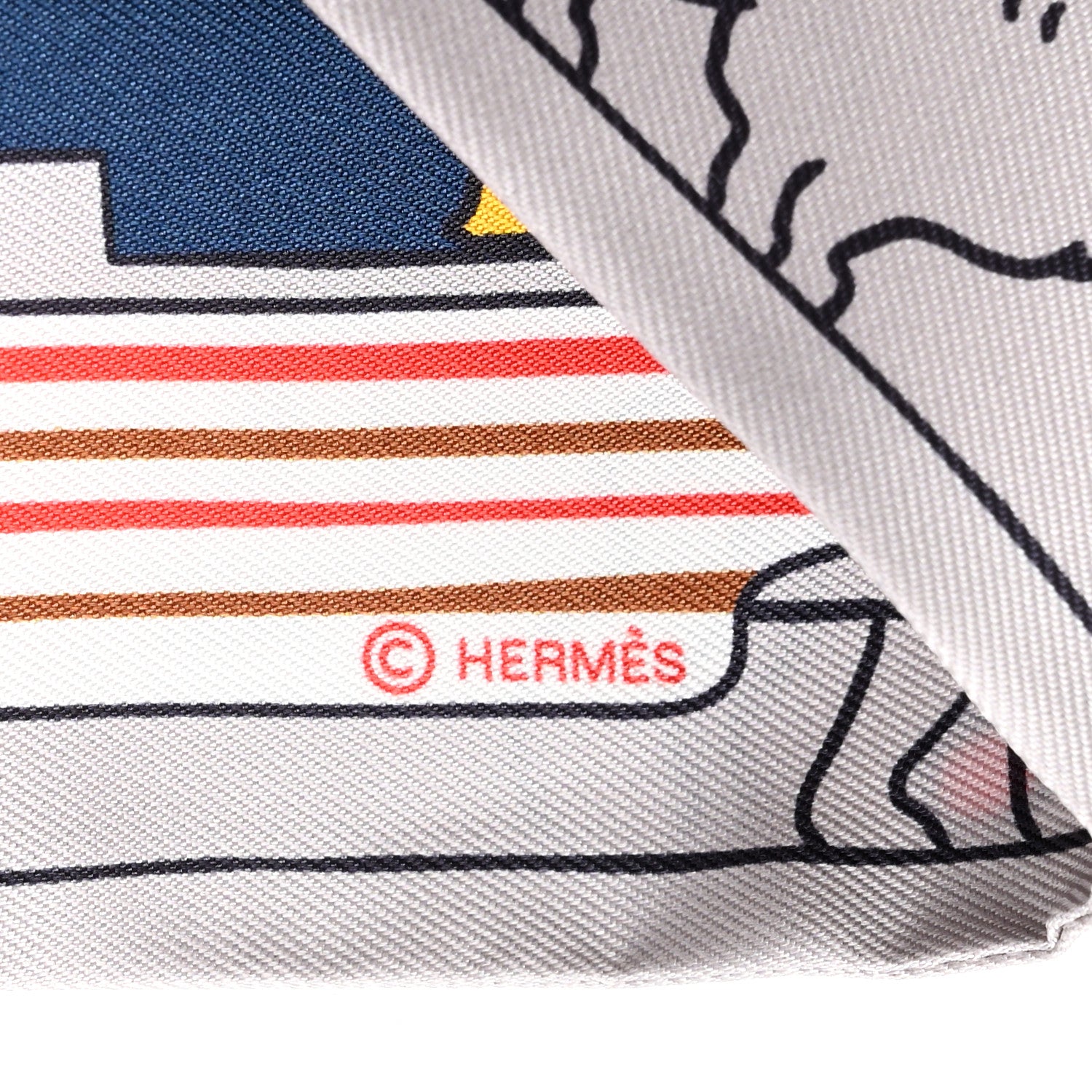 Hermes Silk Les Chiens Parisiens Twilly Gris Perle Bleu Jaune 3 of 4